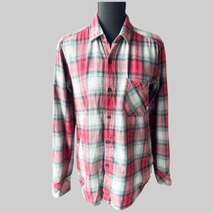 Aritzia Plaid Cotton Boyfriend Fit  Button Down Shirt Flannel